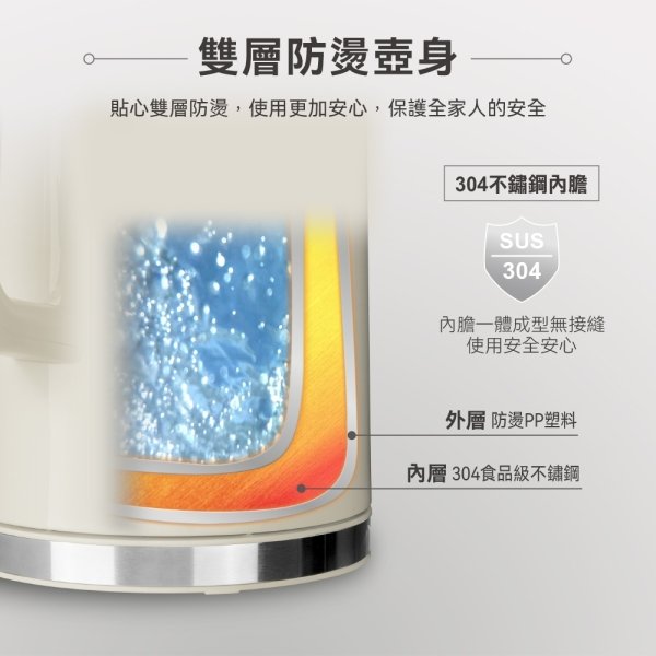 德國SABA 1.7L智能溫控快煮壺-奶油白 SA-HK41：圖片 5