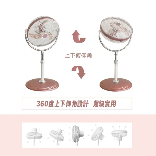 上元16吋內旋循環立扇-玫瑰金 HY-1629：圖片 6