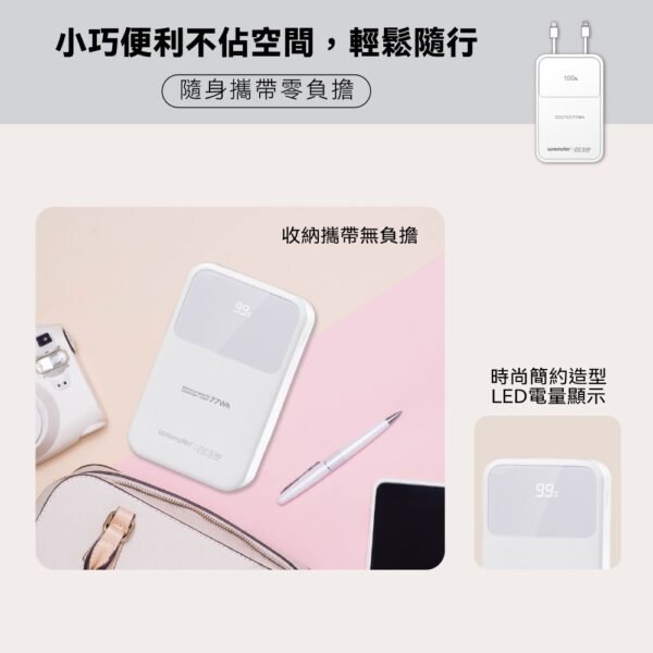 WONDER可拆線22.5W快充行動電源20000mAh-白 WA-P10B：圖片 9