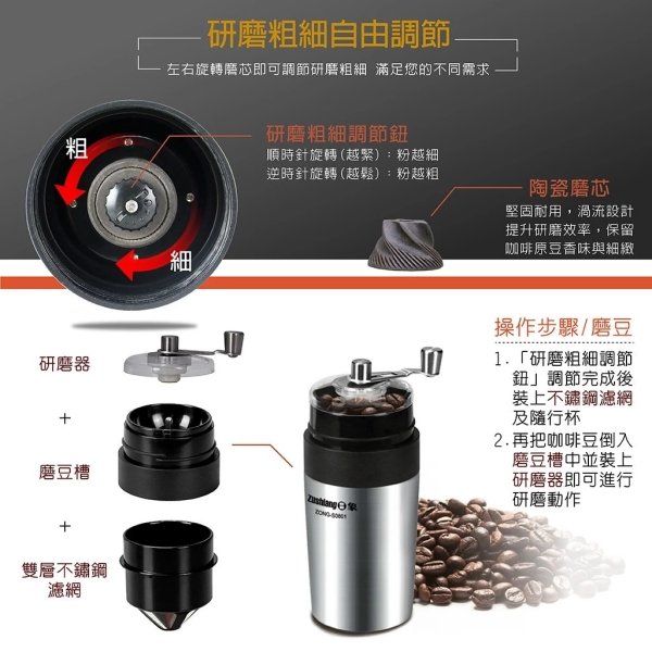 日象手搖式咖啡研磨隨行杯 ZONG-S0801：圖片 4
