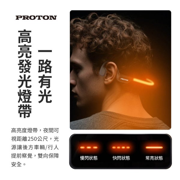 【PROTON 普騰】炫光燈帶傳導藍牙耳機 CS15：圖片 3
